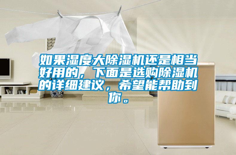 如果濕度大除濕機還是相當好用的，下面是選購除濕機的詳細建議，希望能幫助到你。